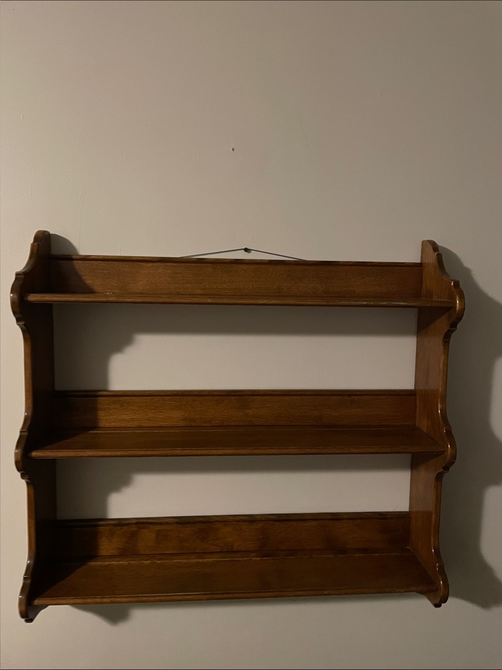 Ethan Allen Brown Wooden Wall Display Plate Grooves Shelf 3 Tier 37"x30"x6"